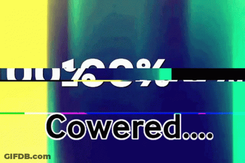 Cowered On Blue And Yellow Background GIF
