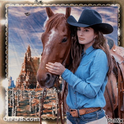 Cowgirl Horse Animation GIF