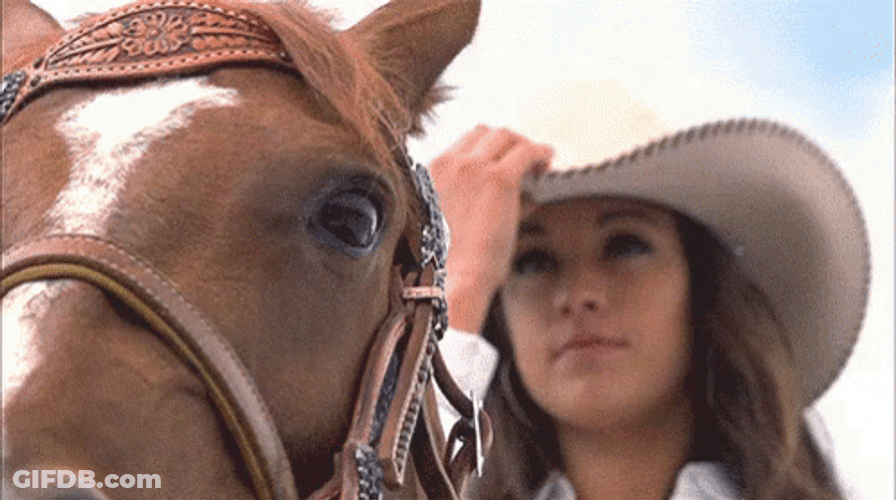 Cowgirl Horse Hat Gesture GIF