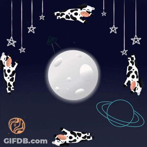 Cows Around Flying The Moon GIF