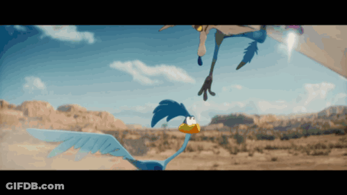 Coyote And Bird Flying In Air GIF