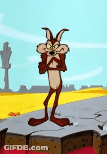 Coyote From Looney Tunes Standing On Rock In Desert GIF