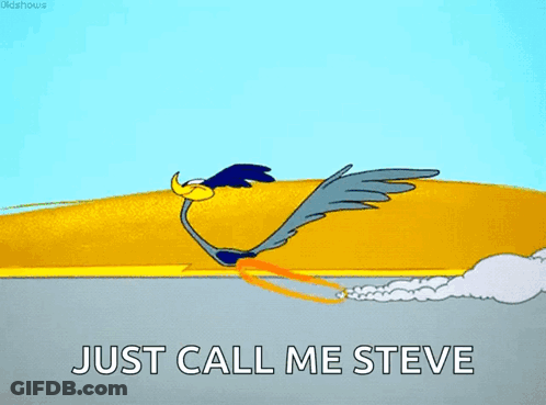 Coyote Running Down Road Saying Just Call Me Steve GIF