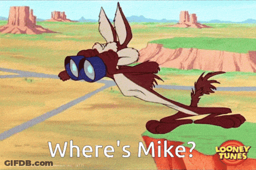 Coyote With Binoculars Saying Where's Mike GIF