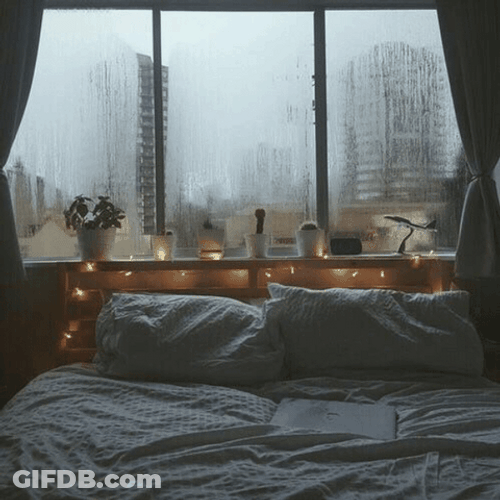 Cozy Bedroom Rainy Day GIF