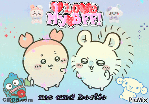 Crab And Hamster I Love My BFF GIF
