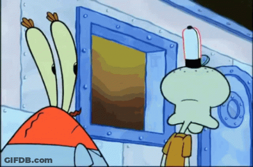 Crab And Squidward Looking Out Window GIF