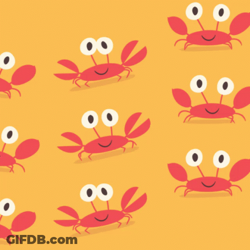 Crab Pattern Yellow Background Big Eyes GIF