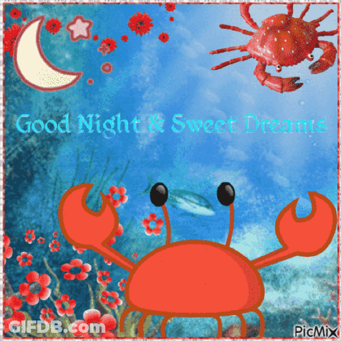 Crab Saying Good Night And Sweet Dreams GIF