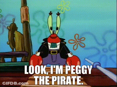 Crab Saying Look I'm Peggy The Pirate GIF