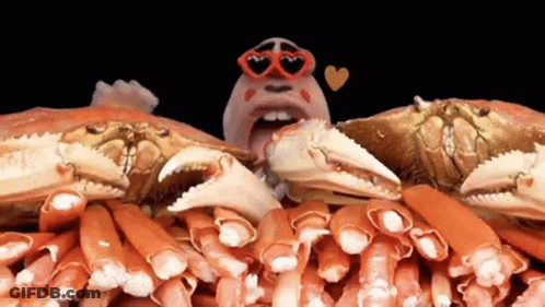 Crab Wearing Heart Sunglasses Surrounded By Crabs GIF