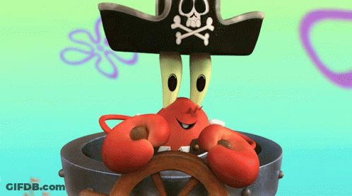 Crab Wearing Pirate Hat With Crossbones GIF