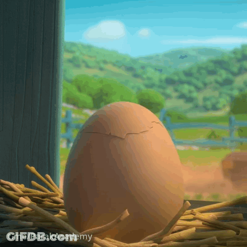 Cracked Egg In Nest GIF