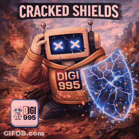 Cracked Shields Poster Robot With Shield GIF