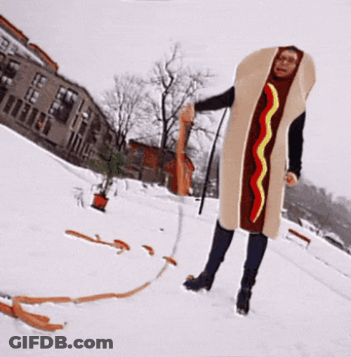 Cracking The Whip Hotdog Suit GIF