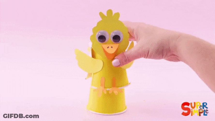 Crafted Paper Chicken Boing Cup GIF