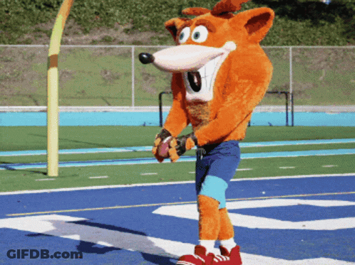Crash Bandicoot Holding Football GIF