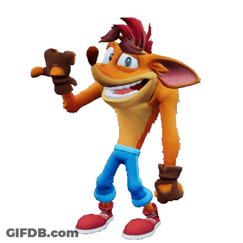 Crash Bandicoot Panting Pointing Thumb GIF