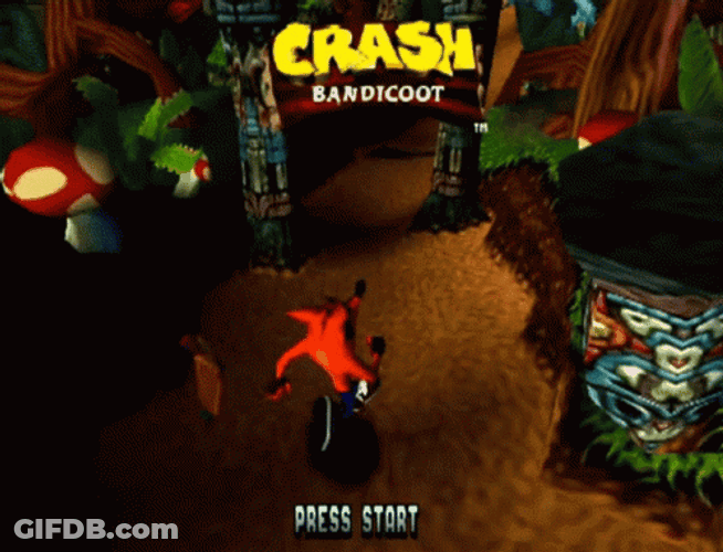 Crash Bandicoot Press Start GIF