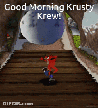 Crash Bandicoot Says Good Morning Krusty Krew GIF