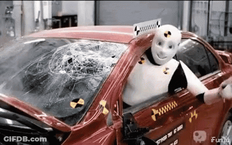 Crash Dummy Hitting Car GIF