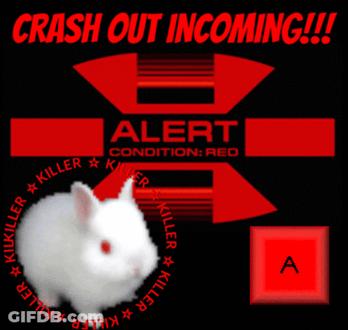 Crash Out Incoming White Bunny Poster GIF
