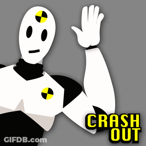 Crash Out Logo Cartoon Character Waving GIF