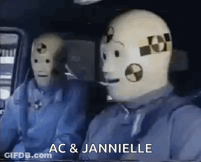 Crash Test Dummies In Car With Ac & Jannielle GIF