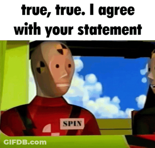 Crash Test Dummy Saying Spin GIF
