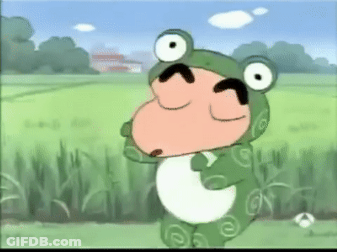 Crayon Shin Chan Frog Costume Dance GIF