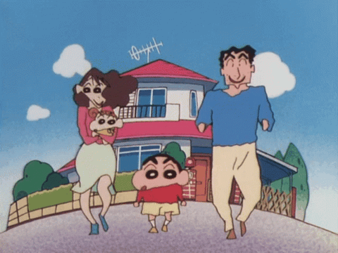 Crayon Shin Chan Happy Family GIF
