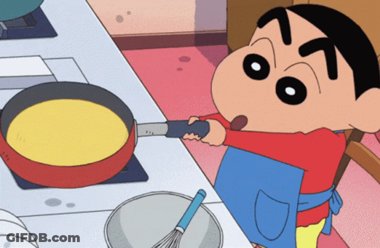 Crayon Shin Chan Pancake Making GIF