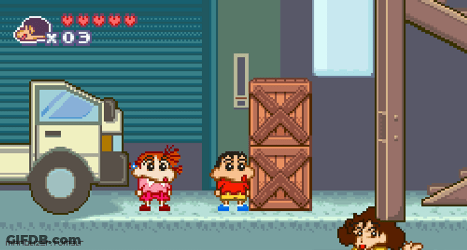 Crayon Shin Chan Pixelated Video Game GIF