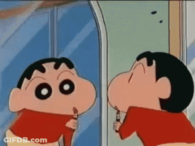 Crayon Shin Chan Wearing Lipstick GIF