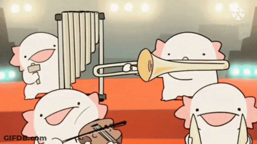 Crazy Axolotl Playing Instrument GIF