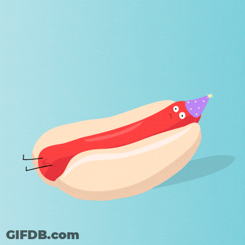 Crazy Birthday Hotdog Bun Bathing In Mustard GIF