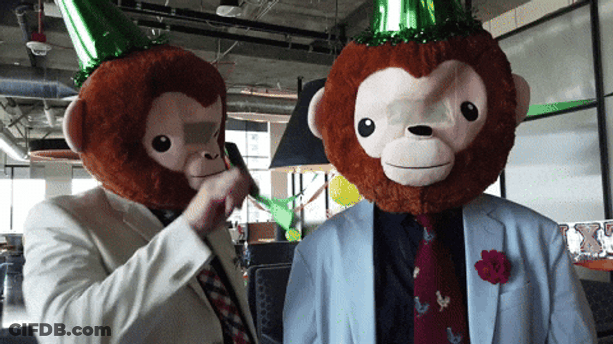 Crazy Birthday Party Monkey Head GIF