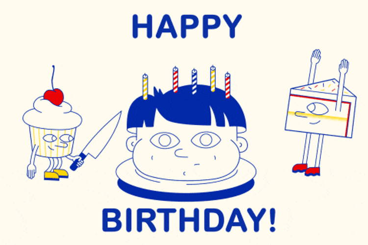 Crazy Boy Birthday Cake Animation GIF