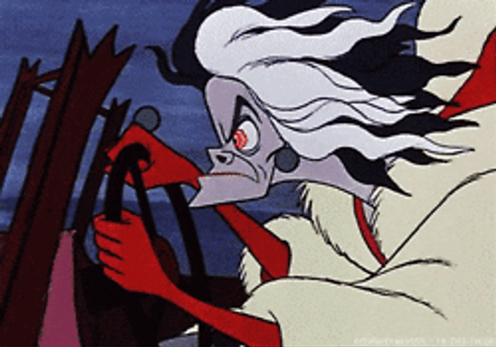Crazy Cruella Car Driving GIF