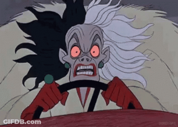 Crazy Driver Cruella De Vil GIF