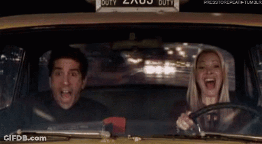 Crazy Driver Friends Phoebe Buffay And Ross Geller GIF
