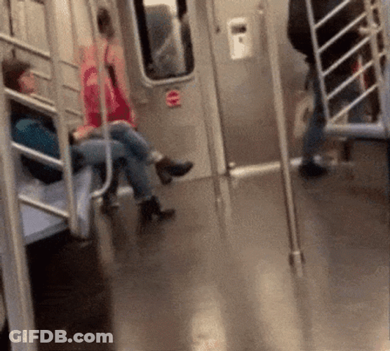 Crazy Guy Inside The Train GIF