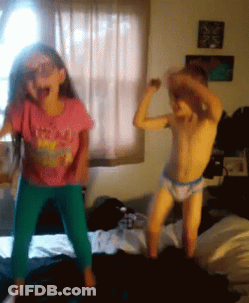 Crazy Kids Jumping On Bed GIF