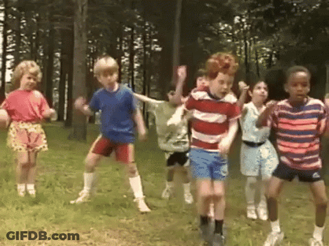 Crazy Kids Moving Randomly In Forest GIF