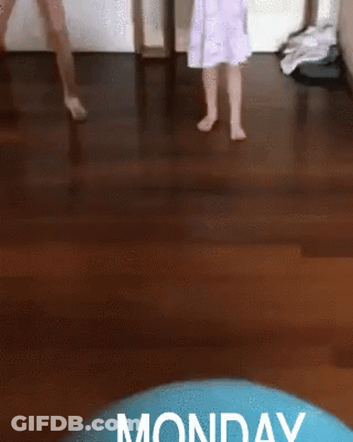 Crazy Monday Girl Kick Balloon GIF