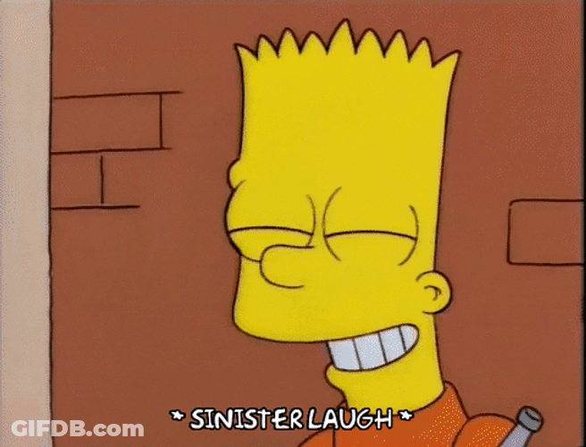Crazy Sinister Laugh Bart Simpson GIF