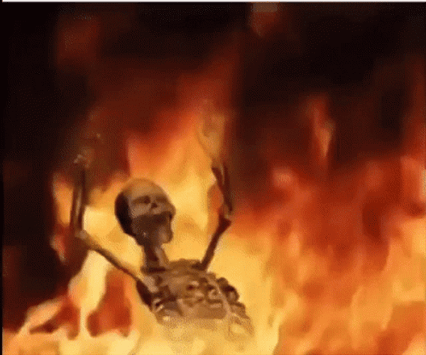 Crazy Skull Dancing On Fire GIF