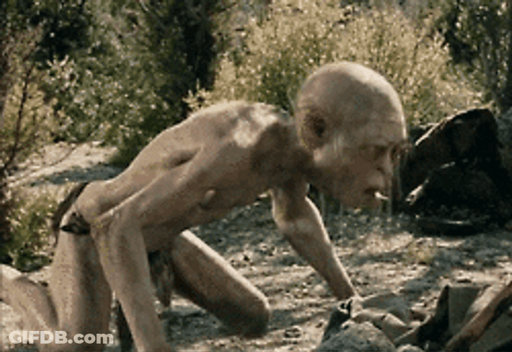 Crazy Smeagol Gollum In Pain GIF