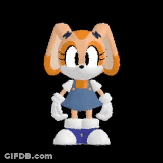 Cream The Rabbit From Sonic The Hedgehog Is Wearing Overalls And A Blue Skirt . GIF