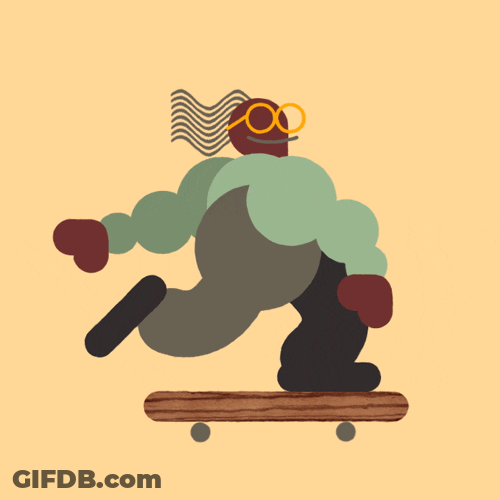 Creative Animation Hair Skateboard GIF